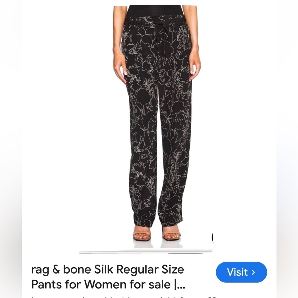 Floral Patterned Black silk Pants size XXS
